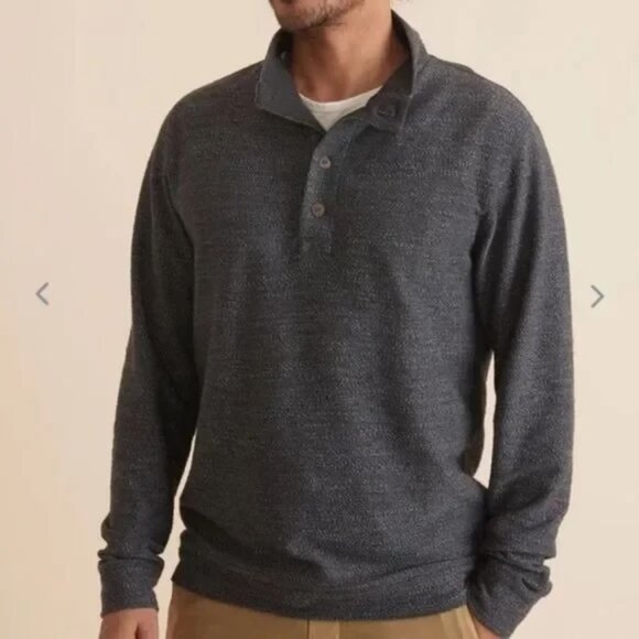 MARINE LAYER Clayton Textured Cotton Henley Sweater Sweatshirt Sz Large - Picture 1 of 8